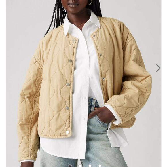 Levi Strauss Quilted Jacket Rumer Size M Beige - Picture 5 of 5